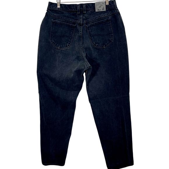 VTG Lee Women's Mom Jeans Black Stone Wash High Waisted Tapered Leg 34" Waist - Picture 3 of 12
